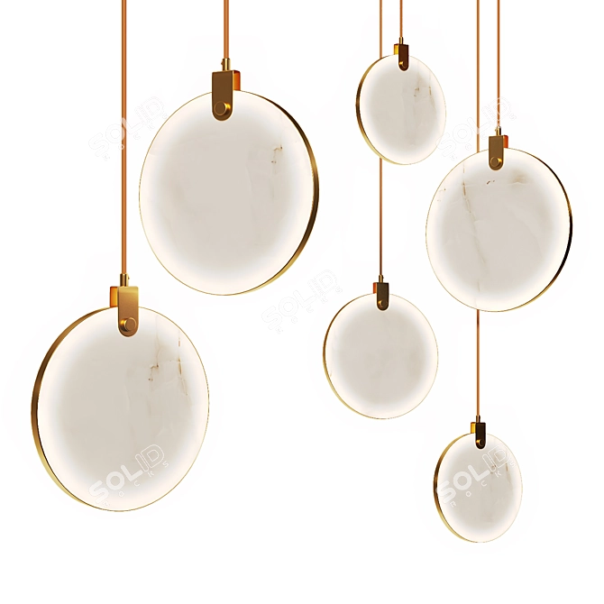 Brass & Marble Pendant Lamp 3D model image 1