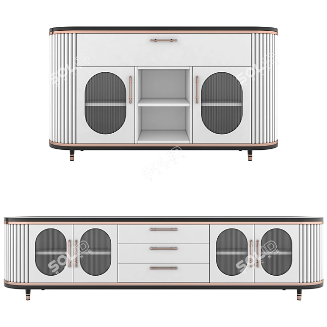 Modern Sideboards in 2 Sizes 3D model image 1