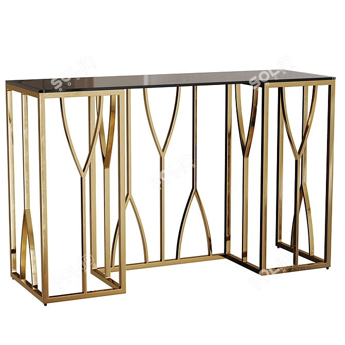 Title: Gold Glass Console Table 3D model image 1