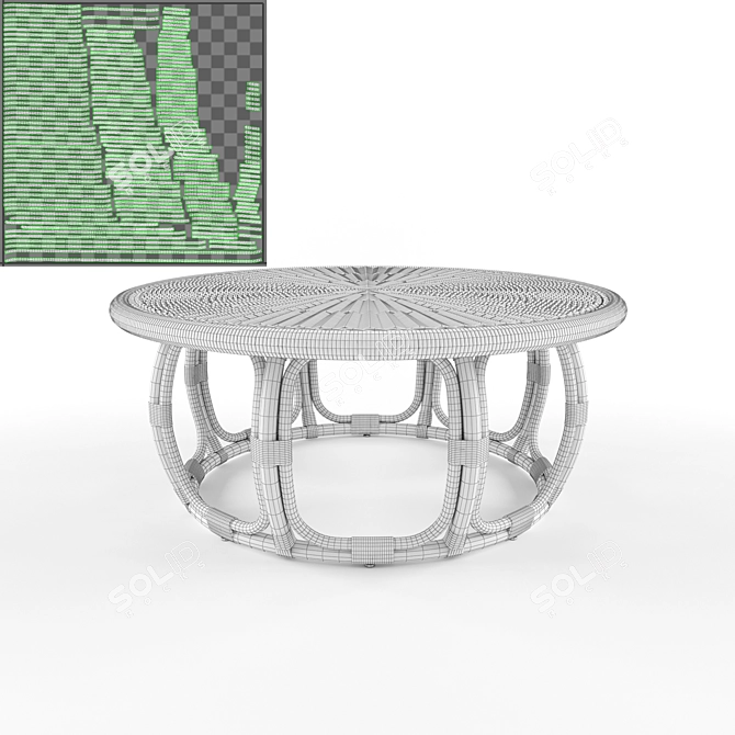 Elegant Anguilla Rattan Table 3D model image 2