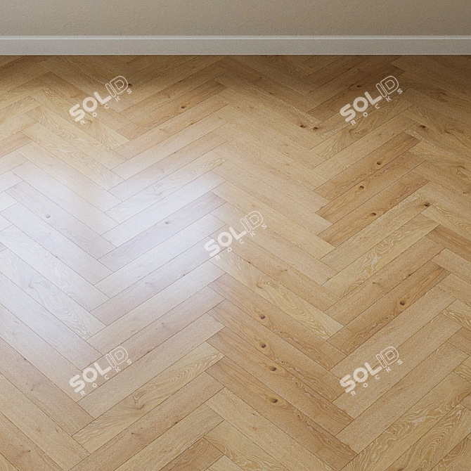 French Oak Chevron Parquet Board 3D model image 3