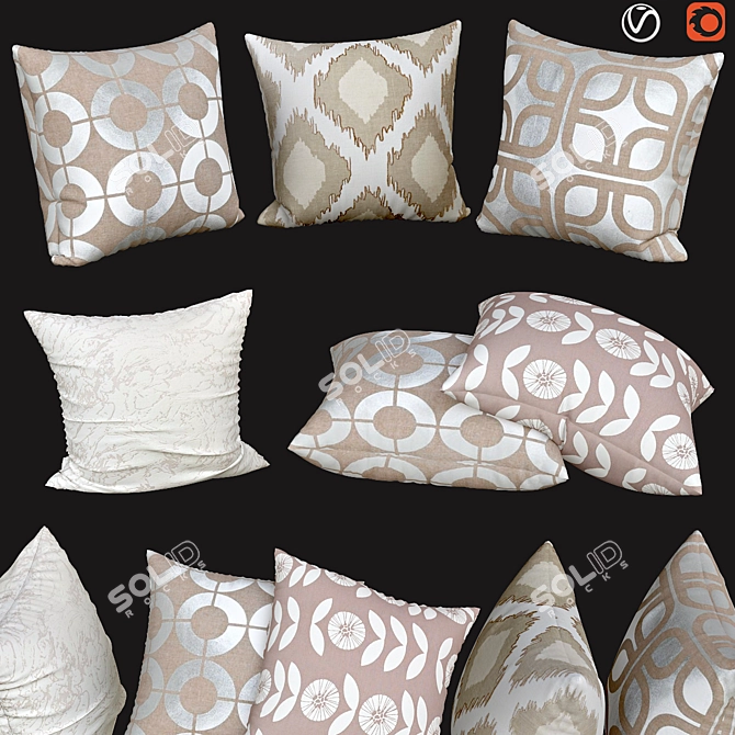 Elegant Sofa Cushions 3D model image 1