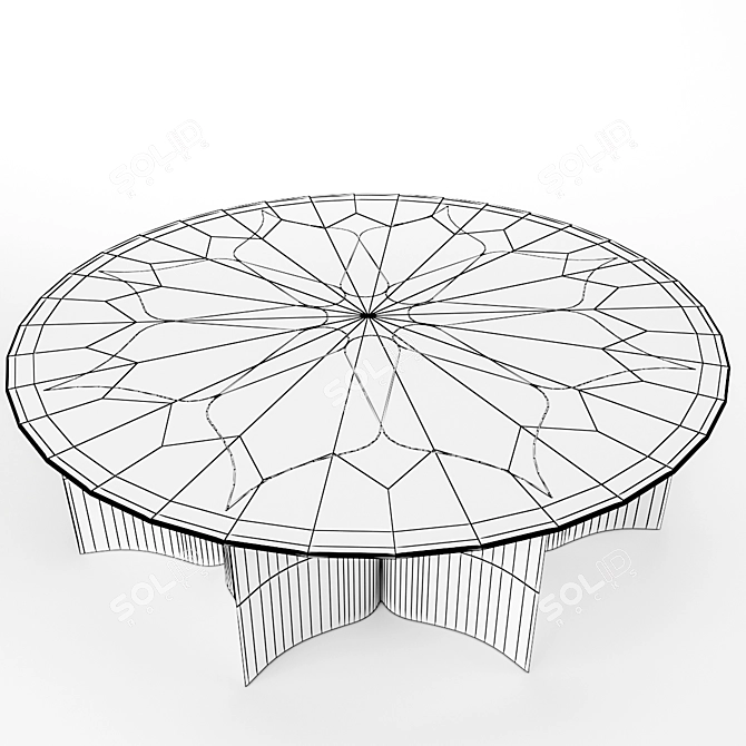 Elegant Lotus Brass Glass Table 3D model image 3