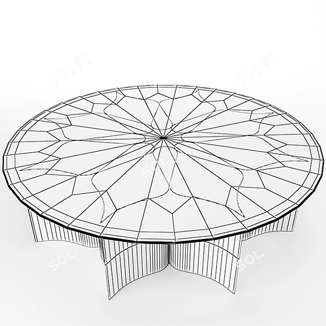 Elegant Lotus Brass Glass Table 3D model image 7
