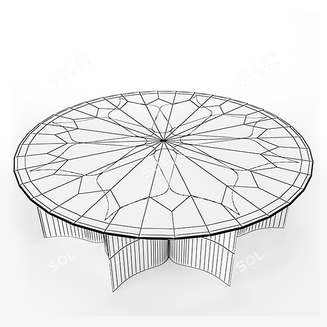 Elegant Lotus Brass Glass Table 3D model image 11