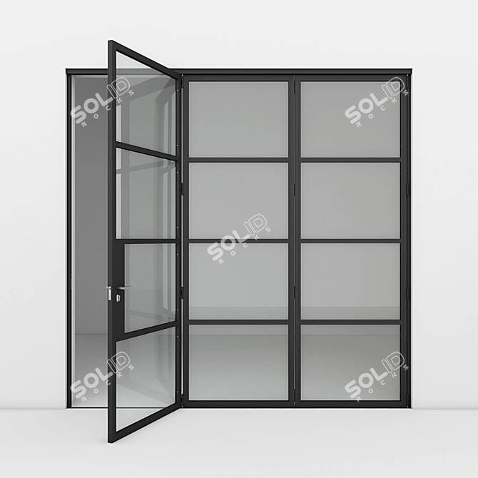  Modern Aluminum Door: Vray & Corona Compatible 3D model image 3