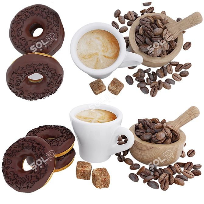 Coffee & Donuts Bundle: Realistic 3D Model 3D model image 1