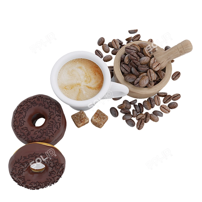 Coffee & Donuts Bundle: Realistic 3D Model 3D model image 2