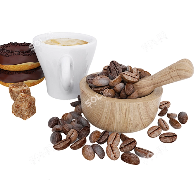 Coffee & Donuts Bundle: Realistic 3D Model 3D model image 3