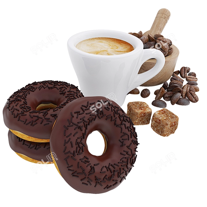 Coffee & Donuts Bundle: Realistic 3D Model 3D model image 4