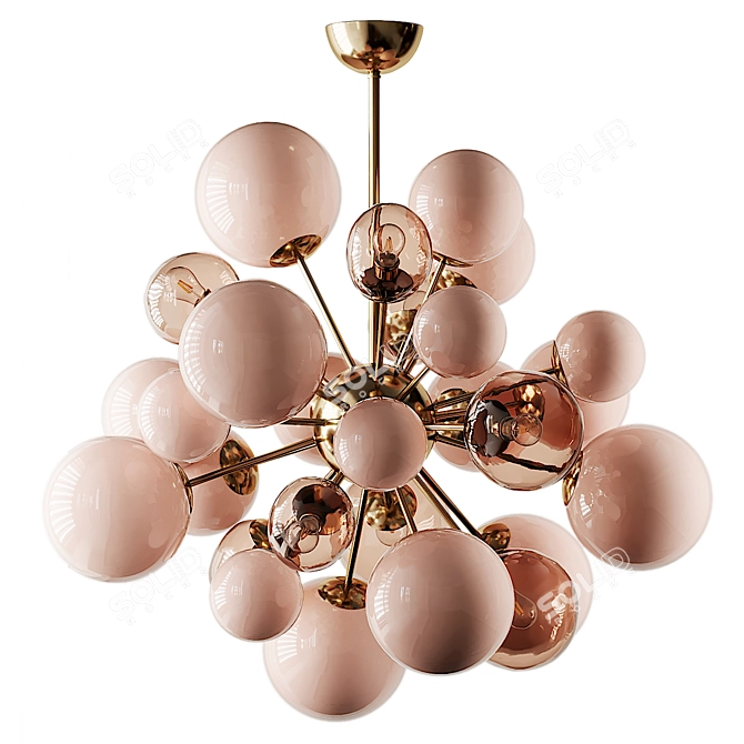 Blush Pink Murano Glass Sputnik Chandelier 3D model image 1