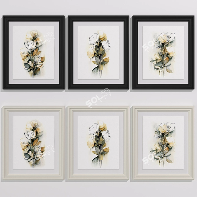 Contemporary Botanical Art Set 3D model image 1