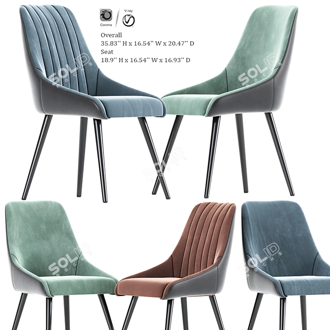 Luxury Velvet Dining Chair 3D model image 1