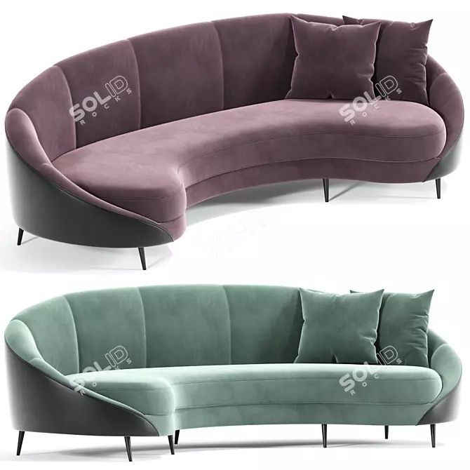 Elegant Curved Sofa: Beverly 3D model image 1