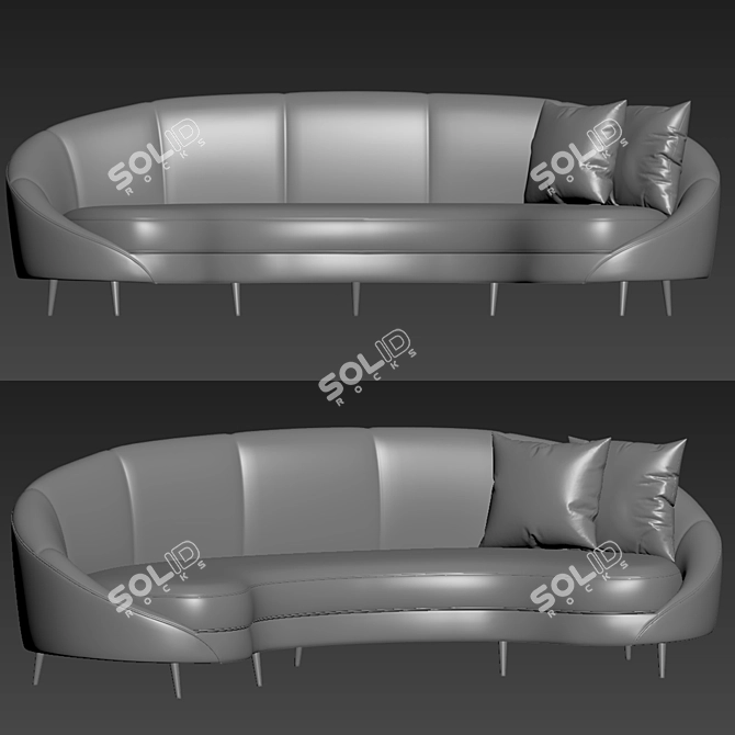 Elegant Curved Sofa: Beverly 3D model image 3