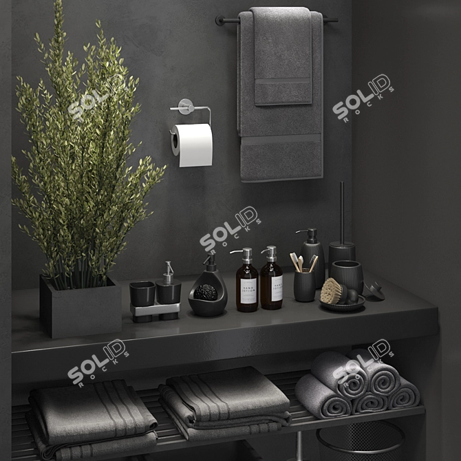 Sleek Midnight Bath Set 3D model image 2