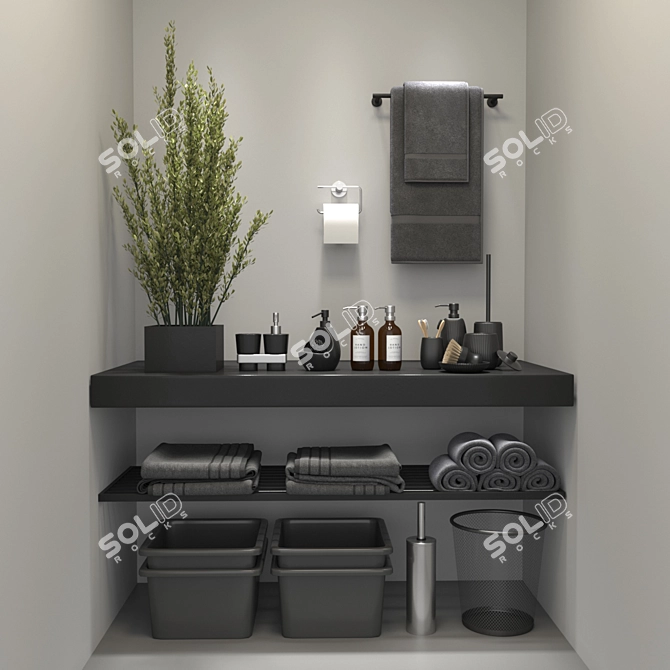 Sleek Midnight Bath Set 3D model image 10