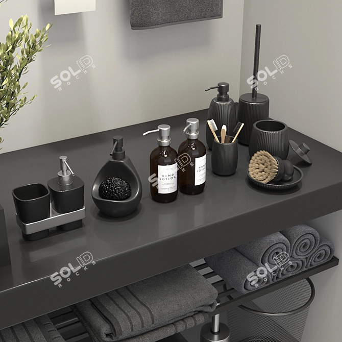 Sleek Midnight Bath Set 3D model image 11