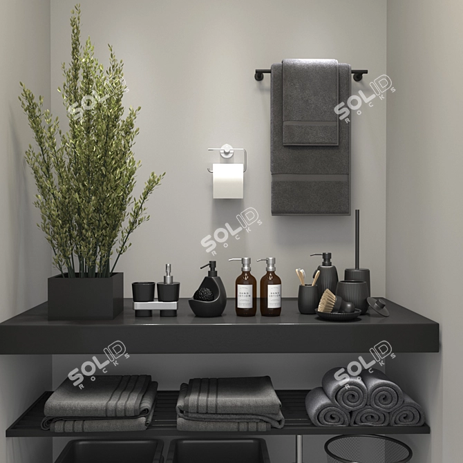 Sleek Midnight Bath Set 3D model image 12