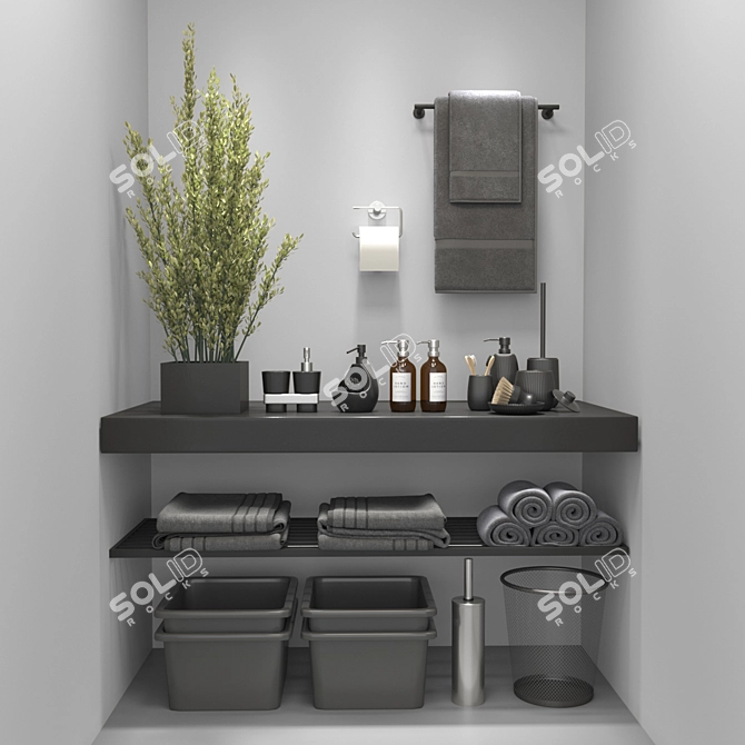 Sleek Midnight Bath Set 3D model image 14