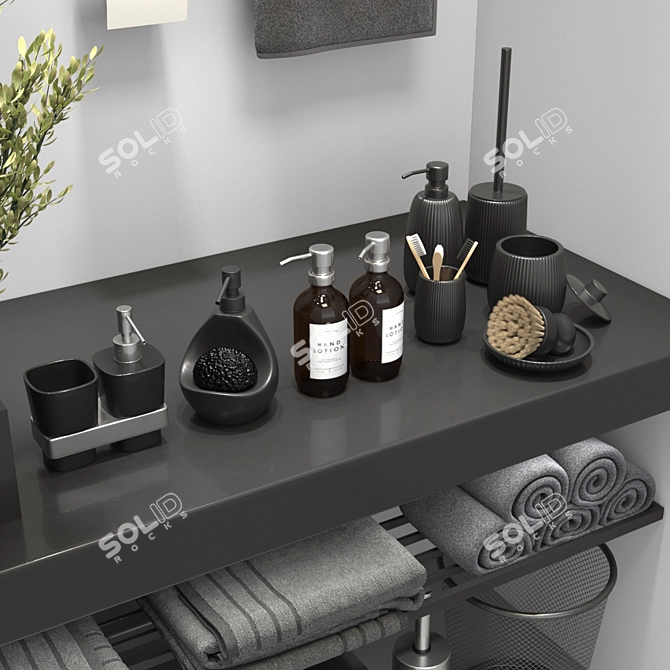 Sleek Midnight Bath Set 3D model image 15