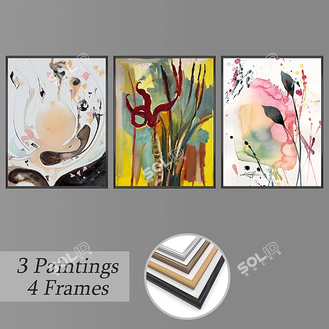 Elegant Wall Art Set with Multiple Frames 3D model image 1