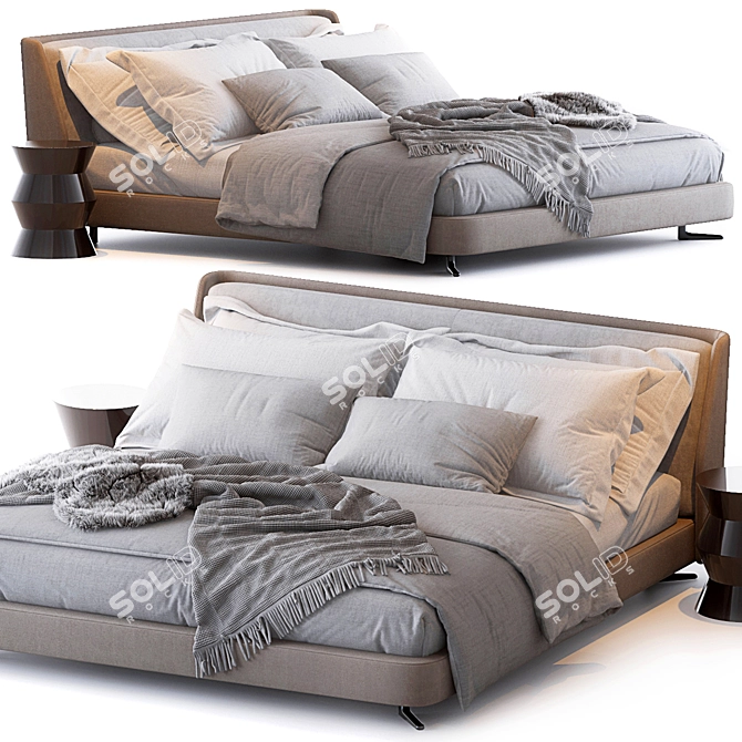 Elegant Spencer Bed by Minotti 3D model image 1