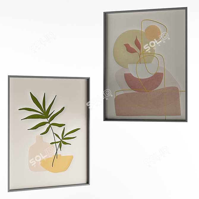 Vintage Floral Wall Art - Picture 6 3D model image 1