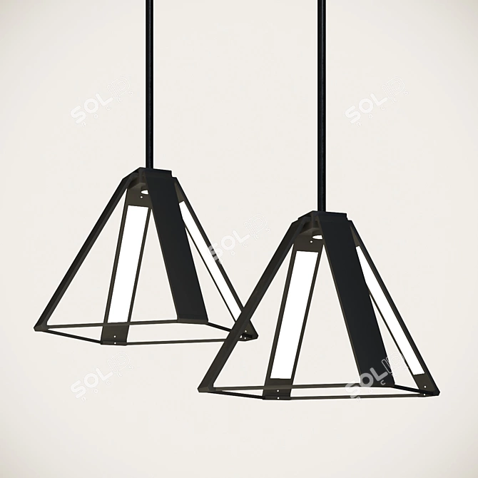 Sleek Metal LED Pendant 3D model image 1