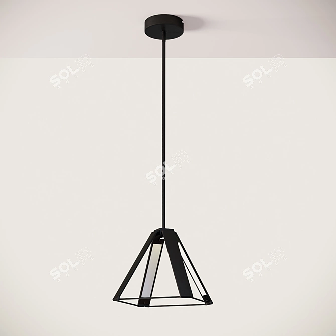 Sleek Metal LED Pendant 3D model image 2