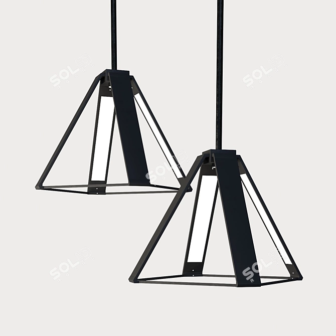 Sleek Metal LED Pendant 3D model image 4