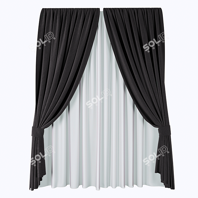 Modern 6-Piece Curtains Set 3D model image 2