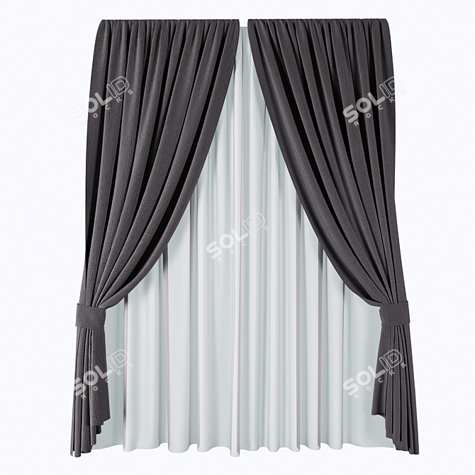 Modern 6-Piece Curtains Set 3D model image 3