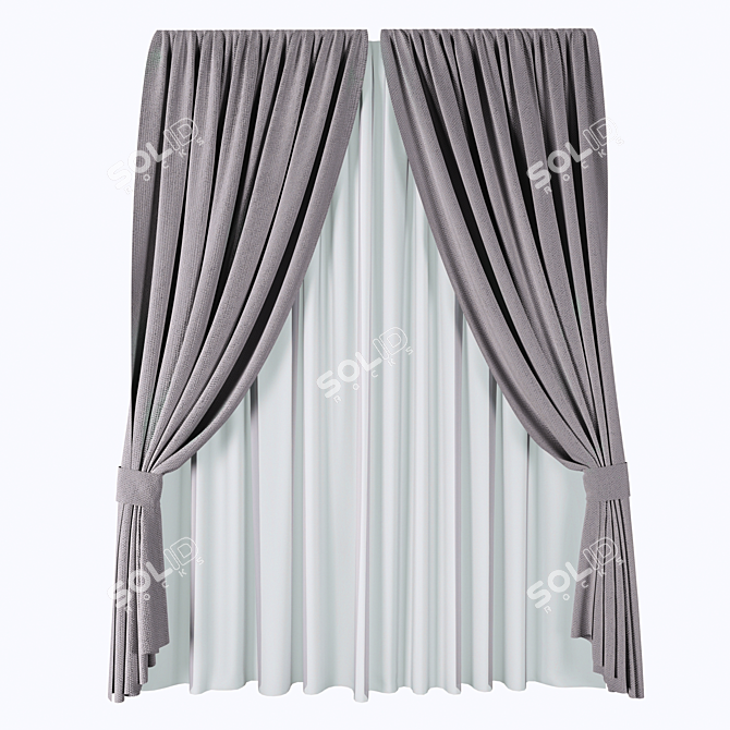 Modern 6-Piece Curtains Set 3D model image 4