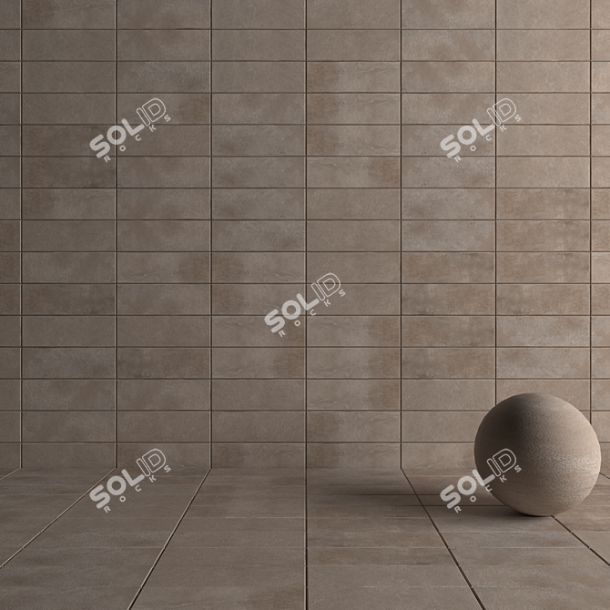 Concrete Suite Gray Wall Tiles: Multi-Texture Set 3D model image 4