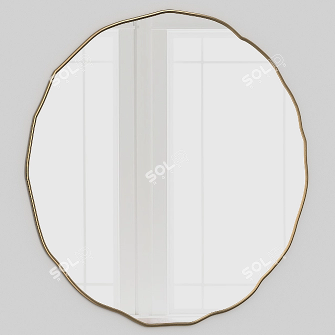 Elegant Wave Wooden Frame Mirror 3D model image 1