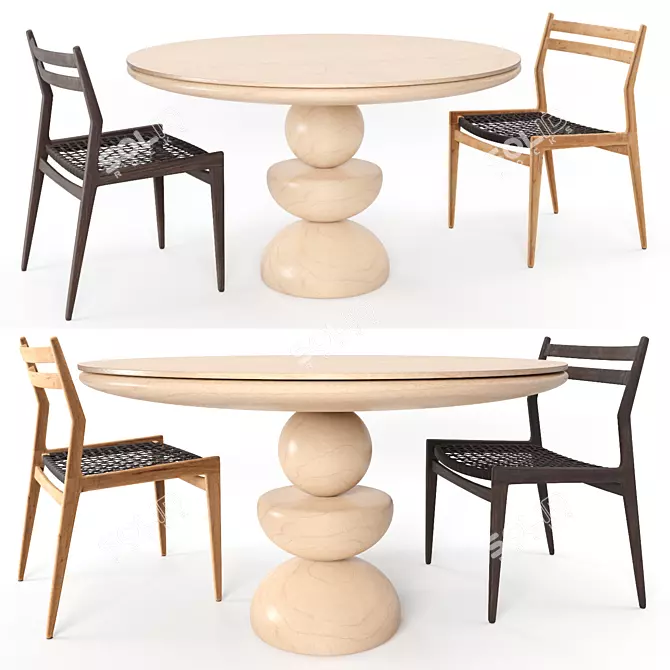 Woven Rope Dining Set: Stylish and Durable 3D model image 1