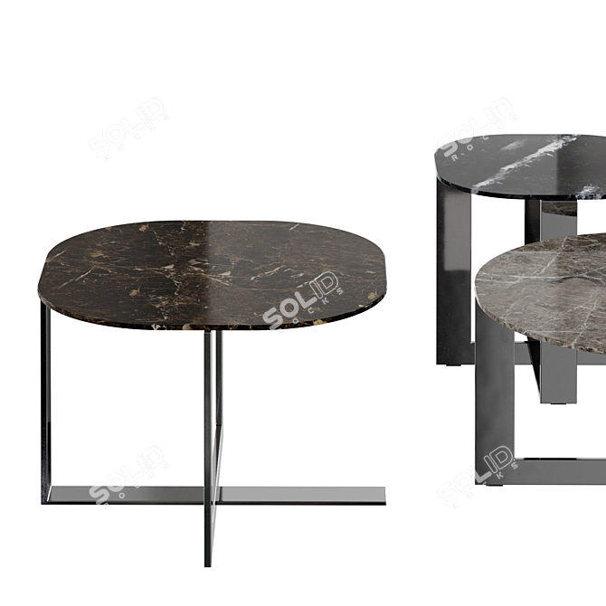 Molteni Domino Marble Tables: Versatile Set with Elegant Marquina, Dark, Grey, and White Carrara Tops 3D model image 4