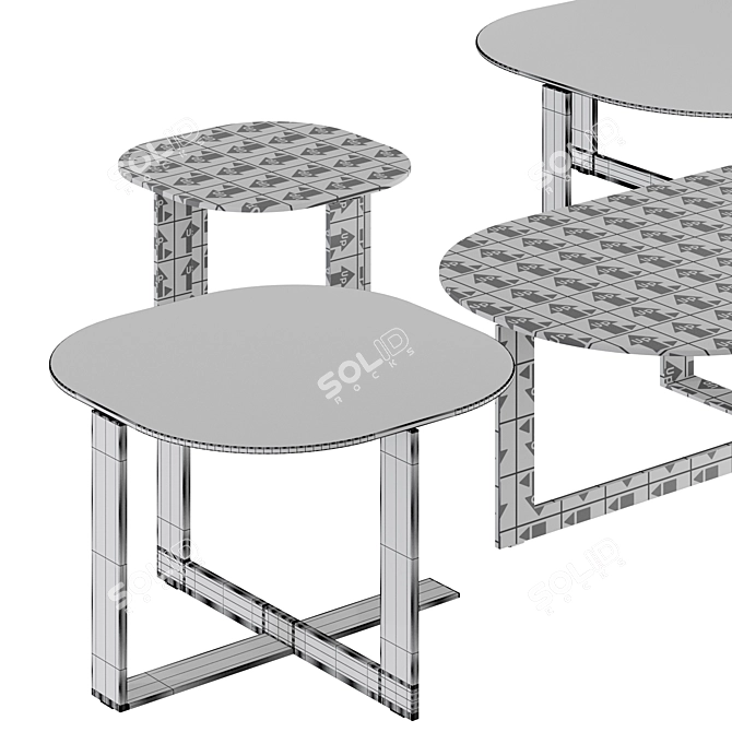 Molteni Domino Marble Tables: Versatile Set with Elegant Marquina, Dark, Grey, and White Carrara Tops 3D model image 5