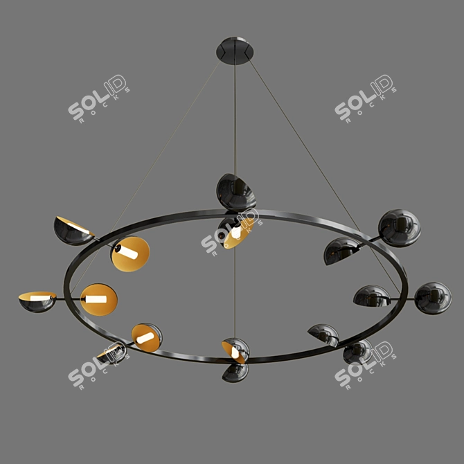 Sleek Avion 16-Light Round Chandelier 3D model image 2
