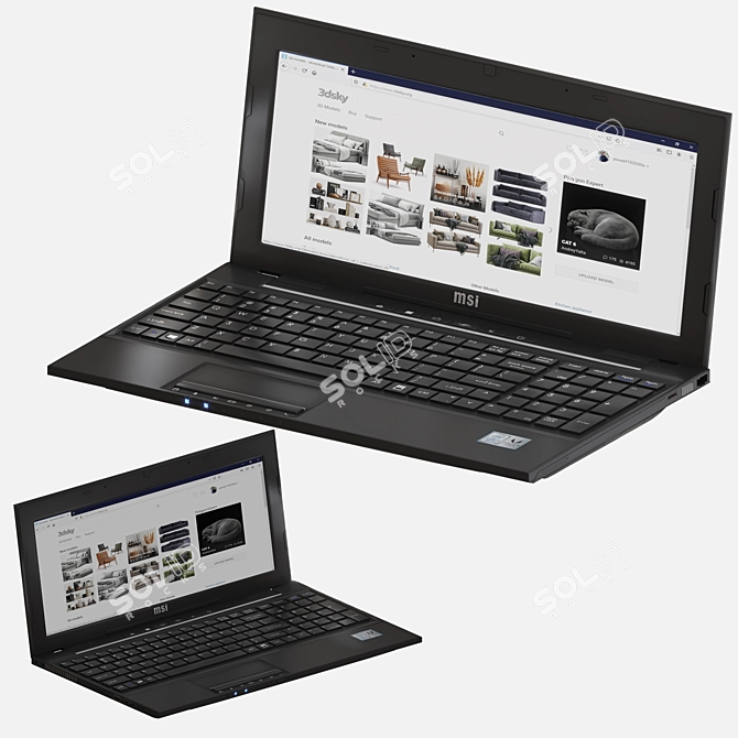 MSI CX61: High-Performance Laptop 3D model image 8