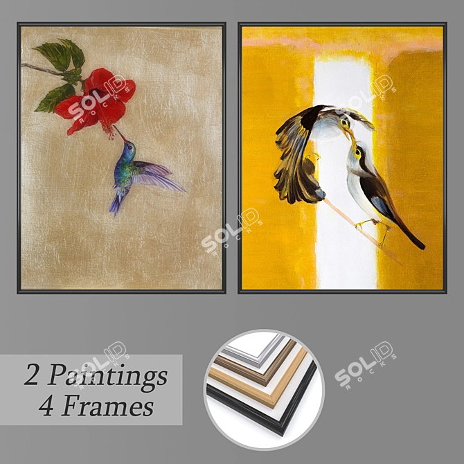 Contemporary Wall Art Set 3D model image 1