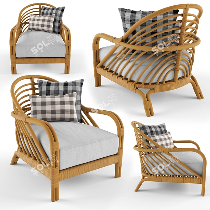 Natural Rattan Edgewater Lounge Chair 3D model image 1