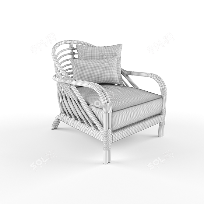 Natural Rattan Edgewater Lounge Chair 3D model image 2