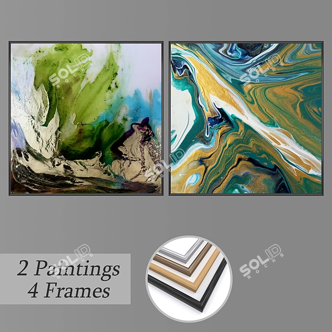 DecorArt Set: 2 Wall Pictures with 4 Frame Options 3D model image 1