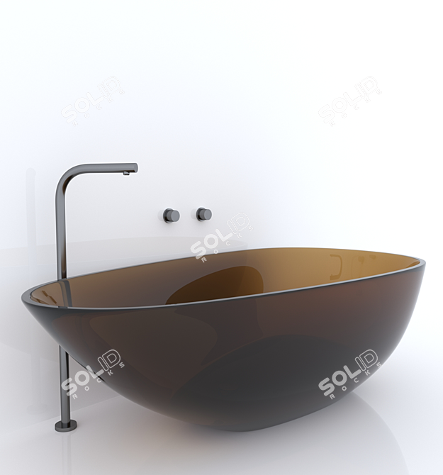 Elegant Glass Bathtub 3D model image 2