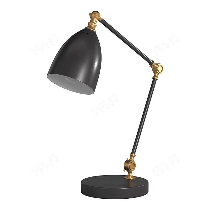 Sleek Steel and Brass Table Lamp 3D model image 1
