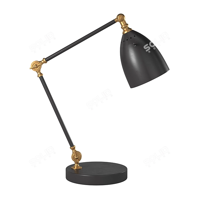 Sleek Steel and Brass Table Lamp 3D model image 2