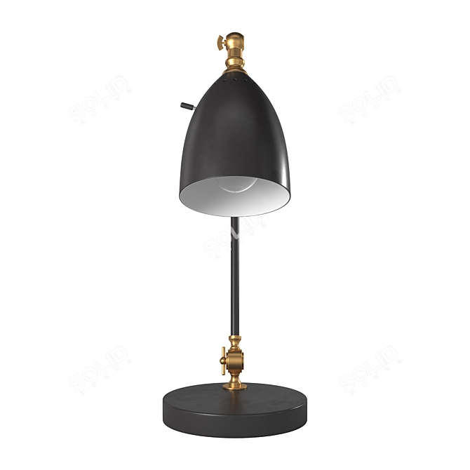 Sleek Steel and Brass Table Lamp 3D model image 3