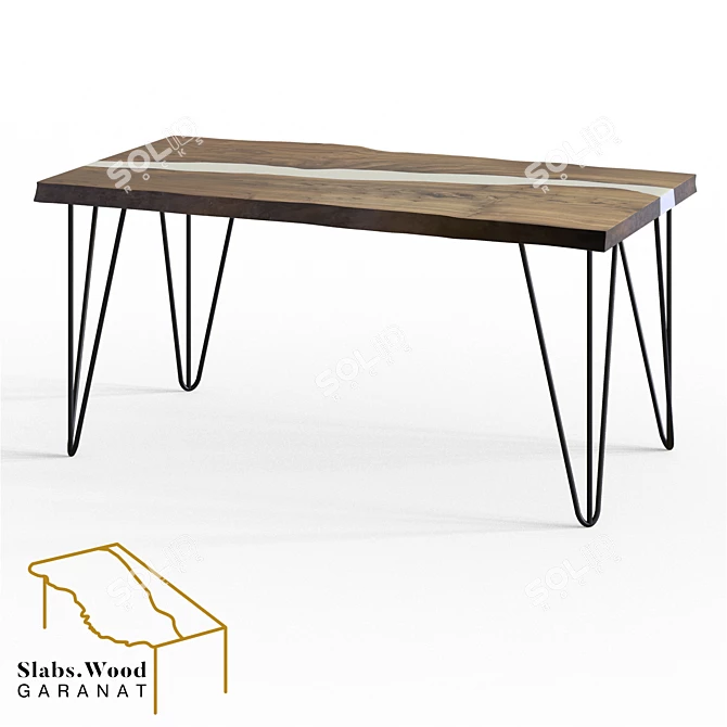 16 Reca White: River Epoxy Resin Wood Slab Table 3D model image 2